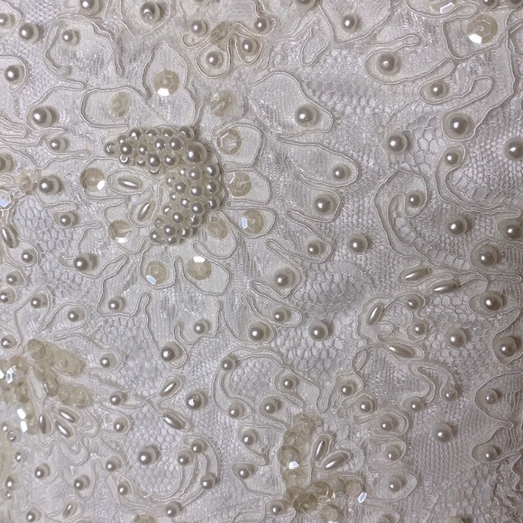 Mori Lee Vintage 80s 90s Beaded Sequins White and Ivory Wedding Dress Size 8 - Picture 9 of 16